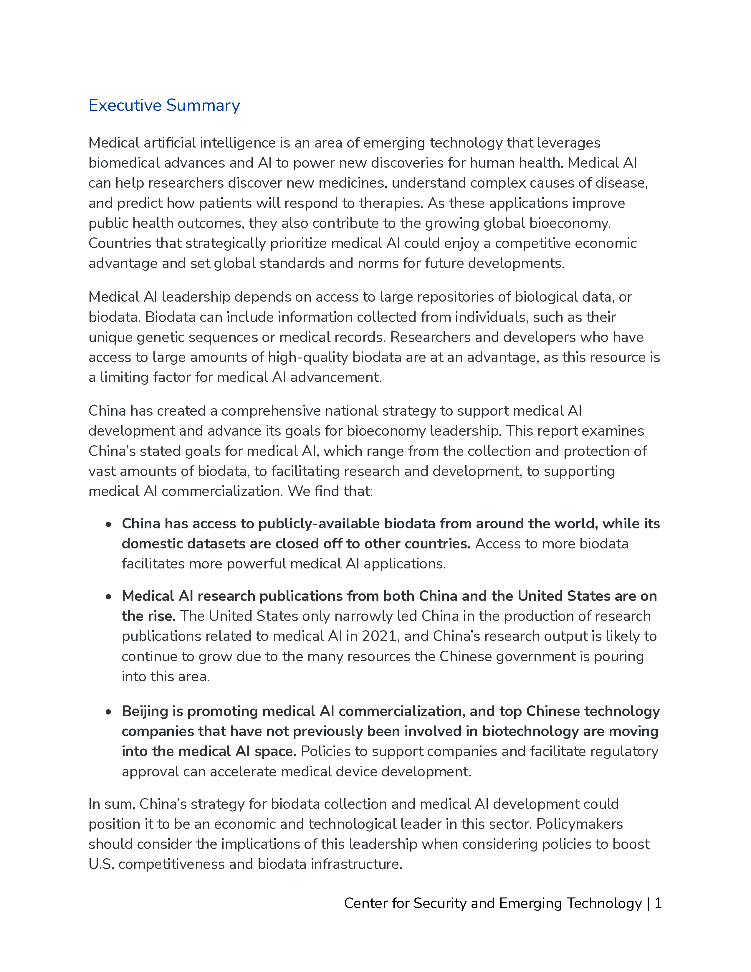 CSET2024中国医疗AI生物大数据对生物经济的影响研究报告英文版36页